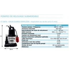 Pompe de relevage submersible EVACFLO CT3674 Réf:80060021