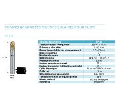 Pompes immergées Evacflo multicellulaires pour puits, BP3/3-Réf:80060301