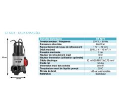 Pompe de relevage submersible CT4274-Eaux chargées-Réf:80060002